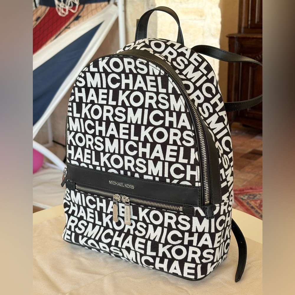 Michael Kors Monogram Black and White Men's Backpack - Picture 3 of 11